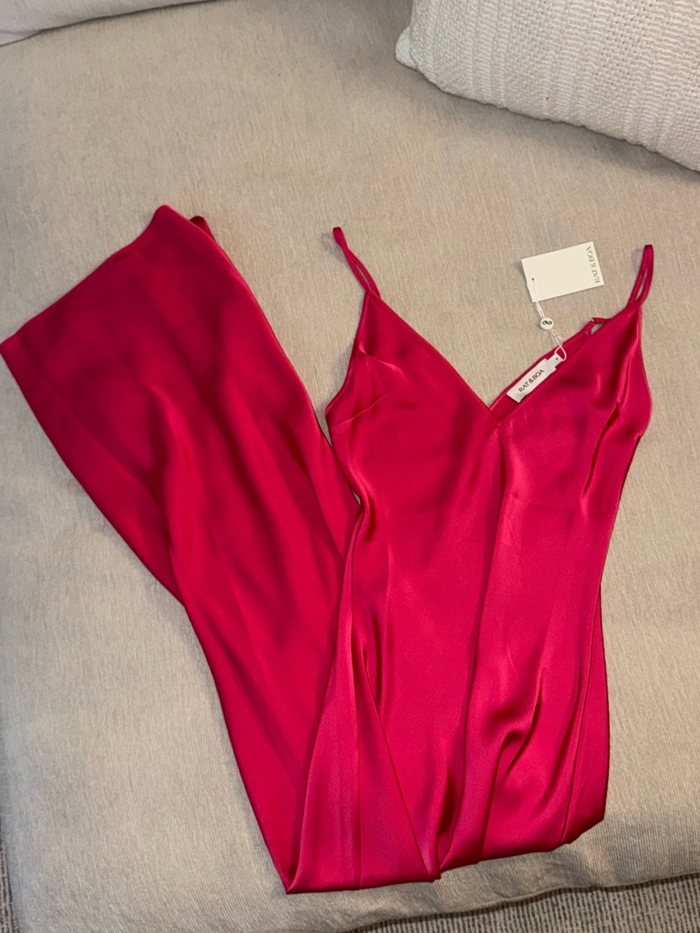 NWT Rat & Boa Anastasia Dress Pink Maxi Long Satin Slip Slit VNeck Rare New Sexy - Picture 7 of 9